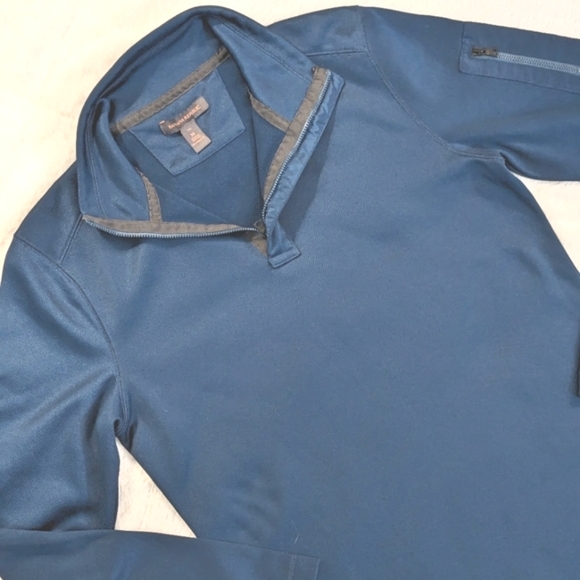 Banana Republic 1/4 Zip Performance Fleece Men's Med Dark Turquoise Blue - Picture 1 of 14